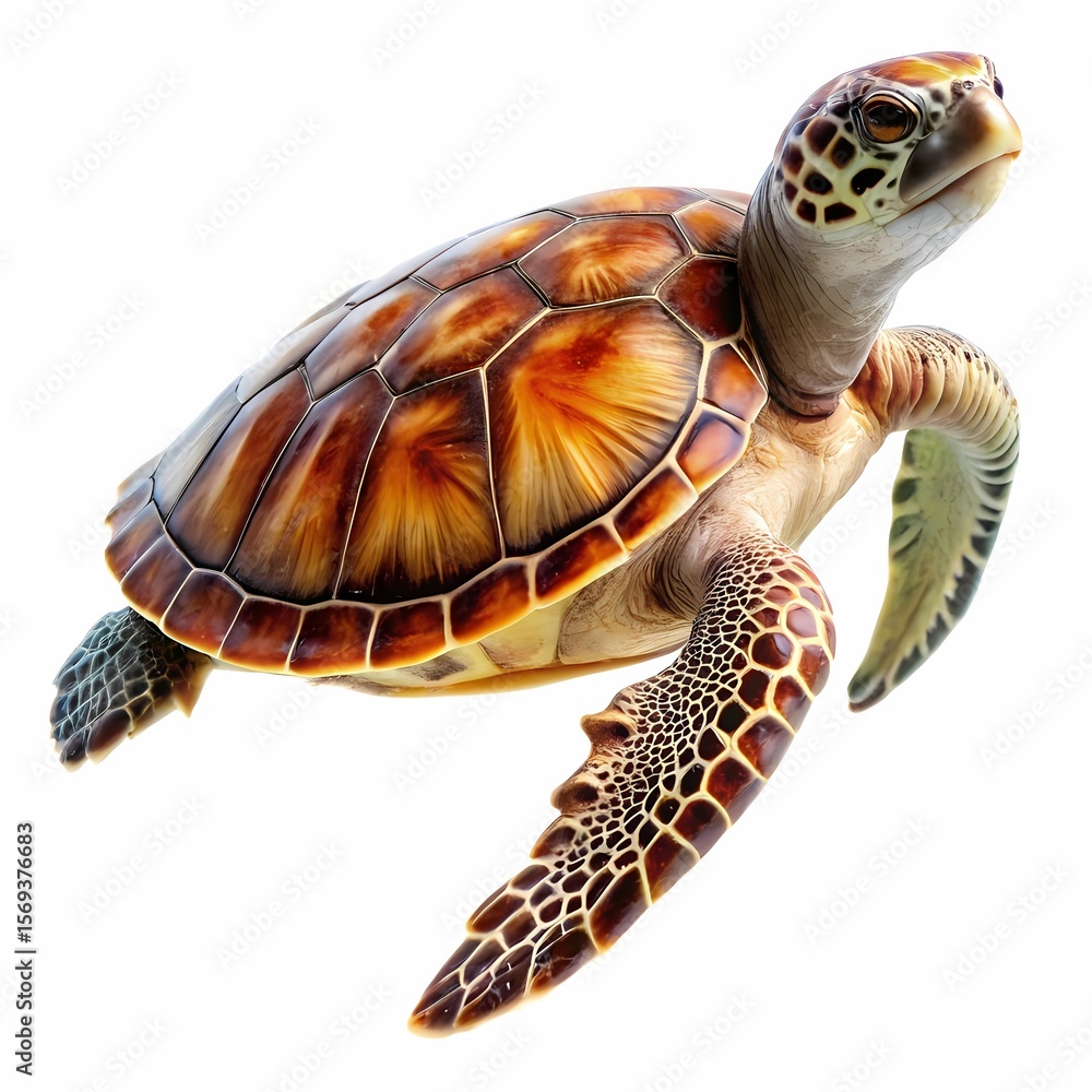Obraz premium Sea Turtle, Reptile on white background, Illustration
