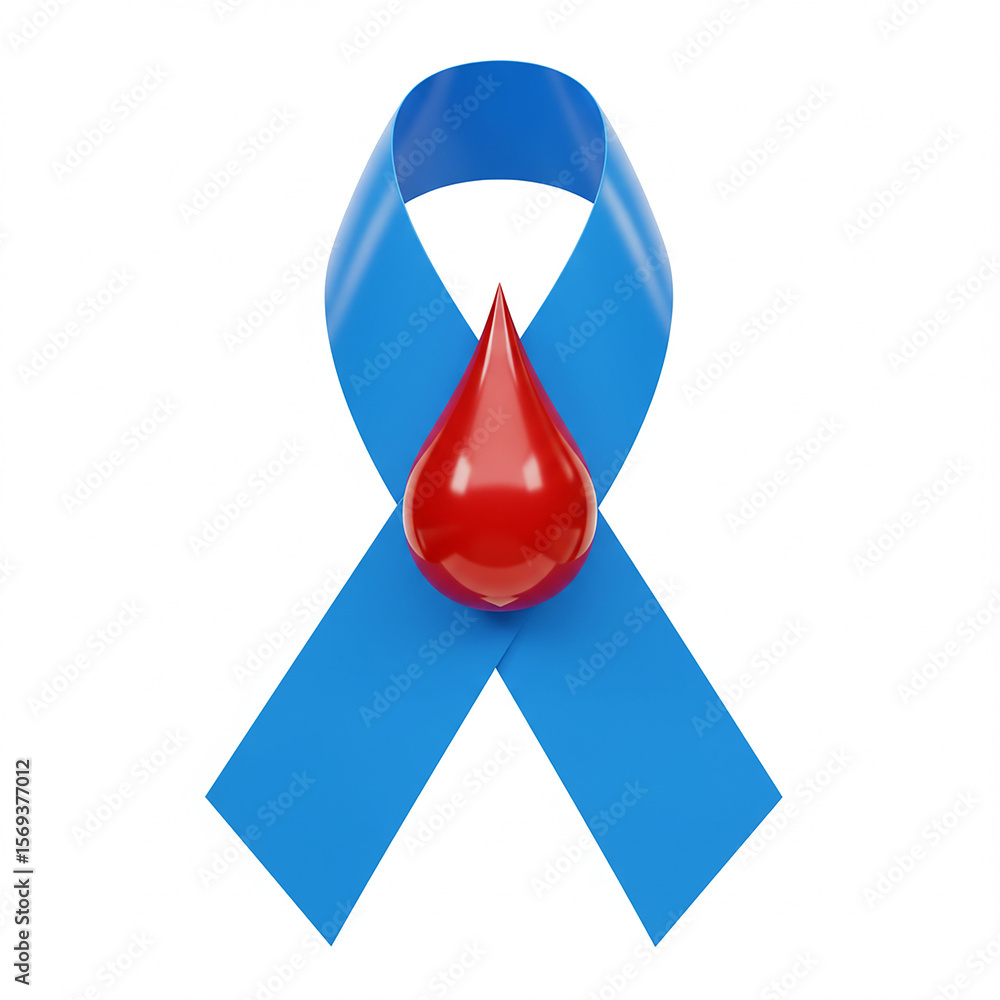 Fototapeta premium Blue Ribbon Blood Donation Awareness Symbol