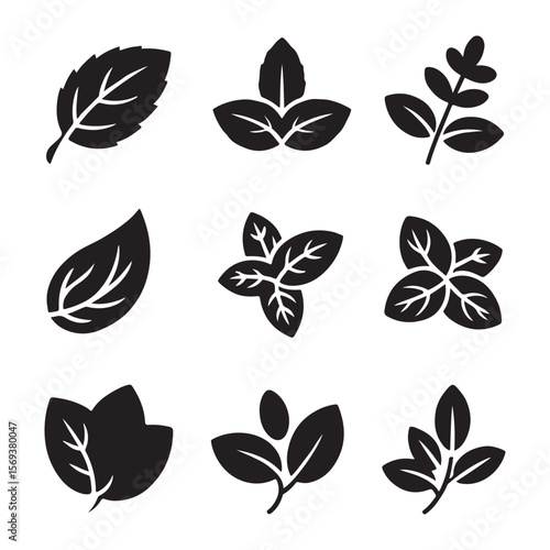 Mint Leaf Icon Set for Refreshing Designs
