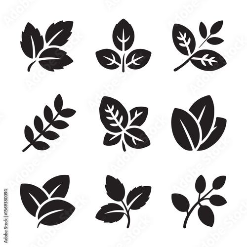 Mint Leaf Icon Set for Refreshing Designs
