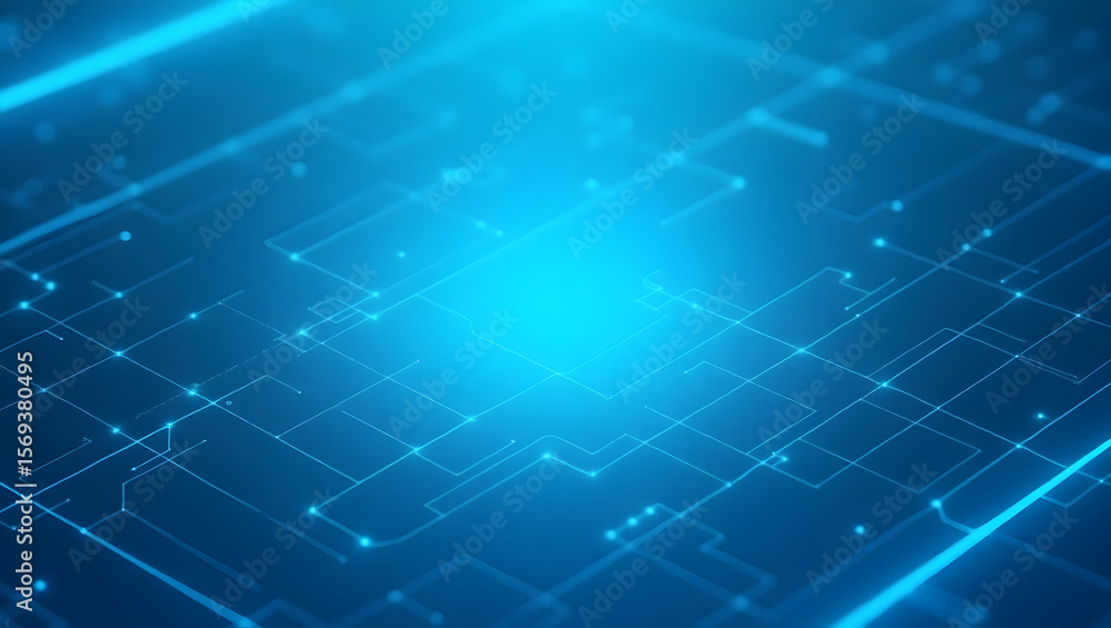 Obraz premium Blue abstract background with tech-style light effects and empty space for futuristic design use