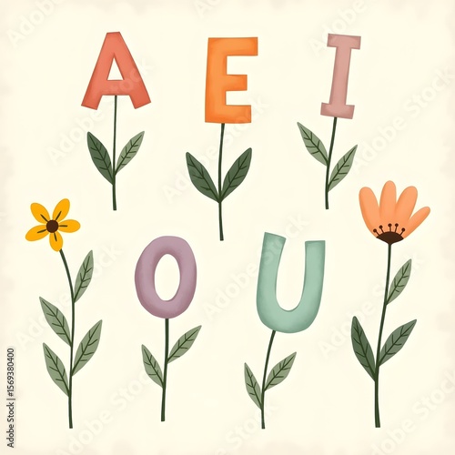 A pattern of a vowel flower colorful background design .
