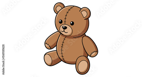 Cute plush teddy bear vector illustration for children's designs and nursery decor