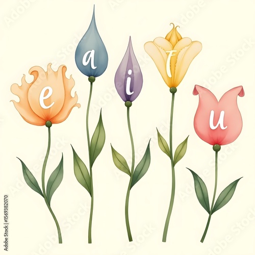 A pattern of a vowel flower colorful background design .