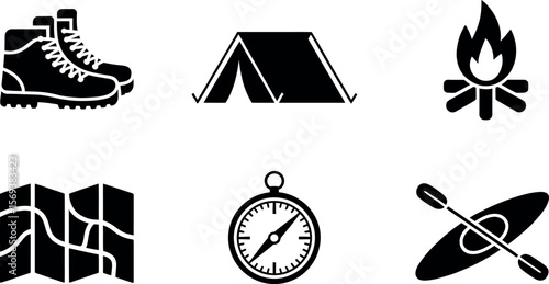 Vector Icons: Camping, Hiking, and Outdoor Adventure Gear