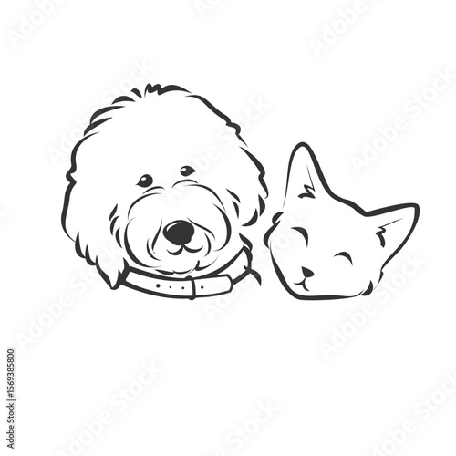 Adorable Dog and Cat Illustration Best Friends Forever