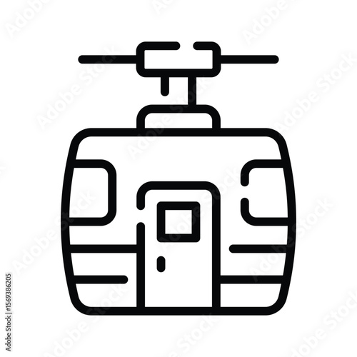 Premium linear icon of hanging cable car design