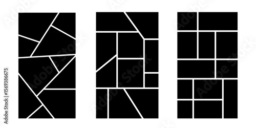 Template layout for photo and picture frame in a mosaic collage style. Use this background board or album for flyer, poster, or book panel. Fits cartoon or anime display perfectly.