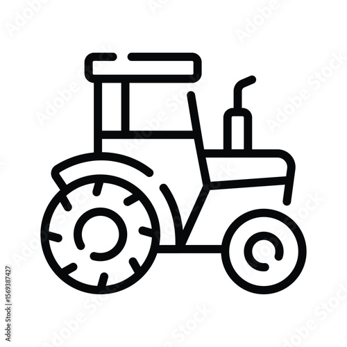 A modern outline icon of farming tractor vehicle