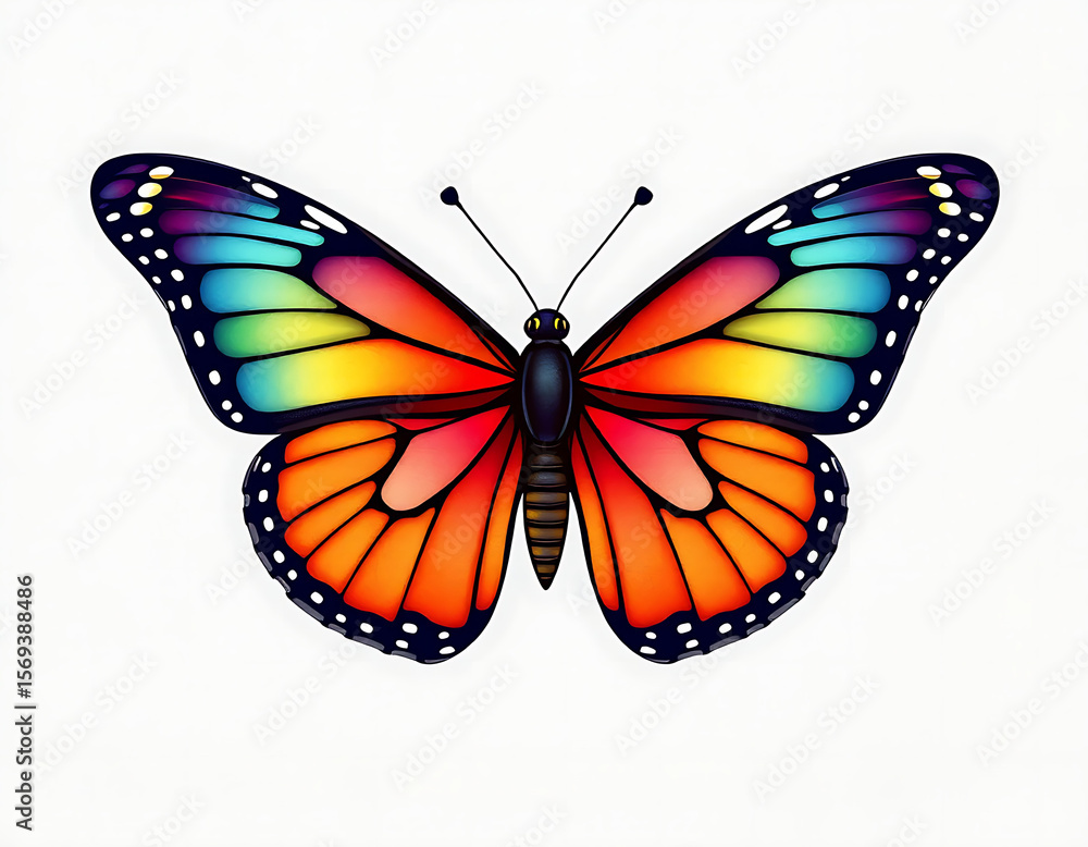 Fototapeta premium Radiant Butterfly in Rainbow Tones – Magical Insect with Vivid Gradient Wings