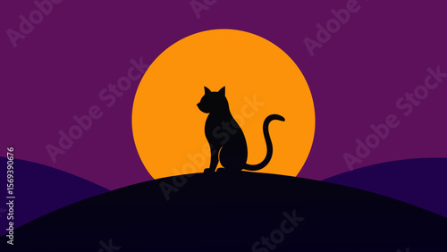 silhouette of a cat on the moon