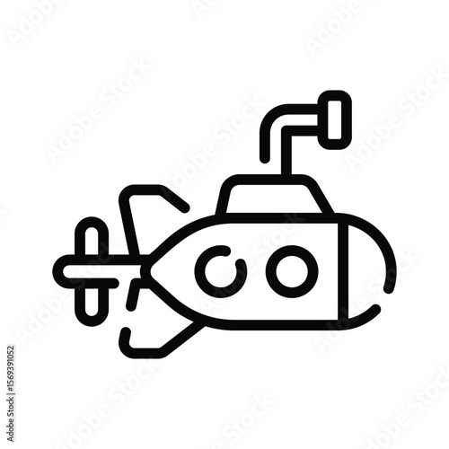 A modern linear icon of underwater submarine vessel