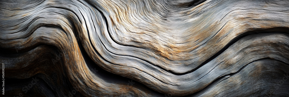 Close-up abstract texture of aged driftwood with natural wavy grain patterns Close-up abstract texture of aged driftwood with natural wavy grain patterns