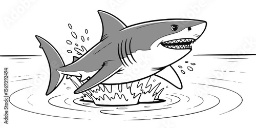 high-quality marlin fish vector design featuring leaping billfish with curved water splashes for nautical concepts