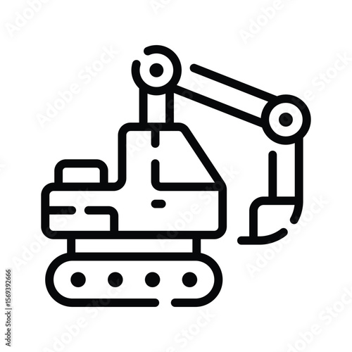 Well crafted outline icon of heavy-duty excavator machine