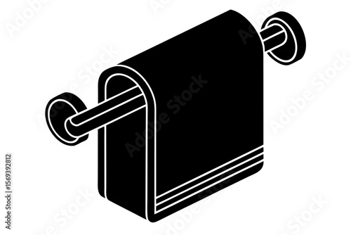 Hanging Towel on Rack: Bathroom & Hygiene Icon