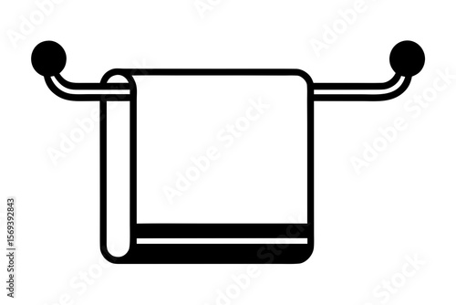 Towel on Holder: Bathroom & Kitchen Hygiene Icon