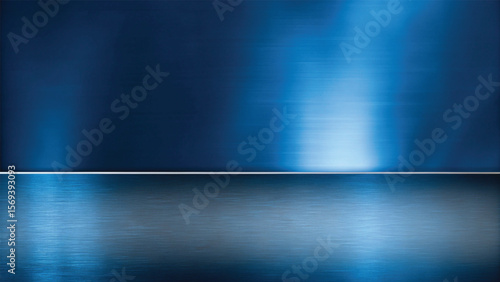 Abstract blue metal background reflecting the tranquil light of a summer sky over the ocean horizon