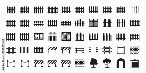 minimalistic fence and barrier icon set in scalable vector format for web, app interface and print media usage