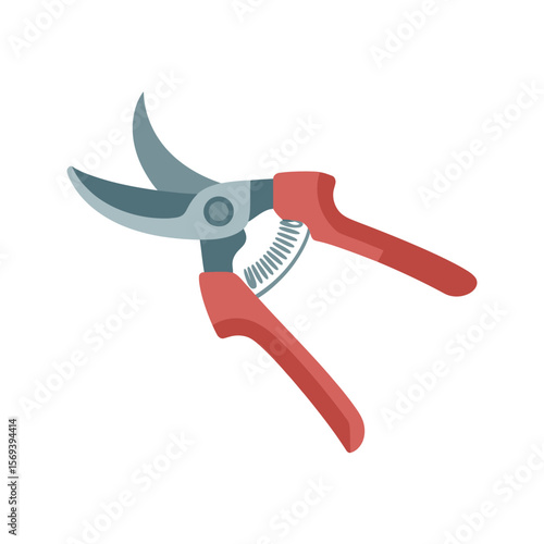 Red and Grey Garden Pruning Shears Illustration