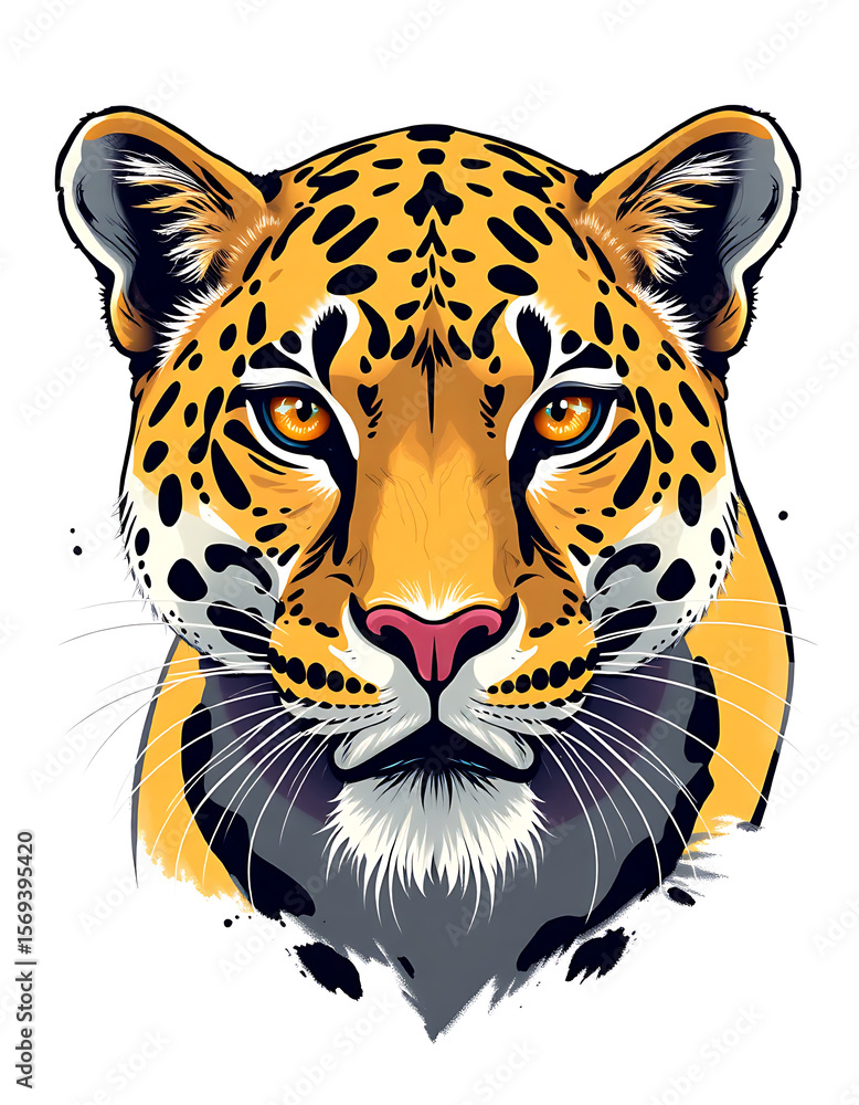 Fototapeta premium Fierce Leopard with Intense Gaze – Stunning Wildlife Portrait in Dramatic Detail