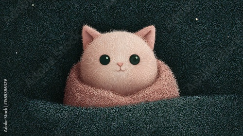 Cozy illustrated kitten