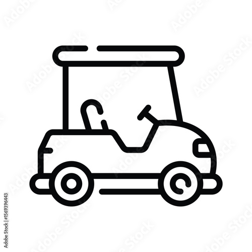 A modern linear icon of small golf cart