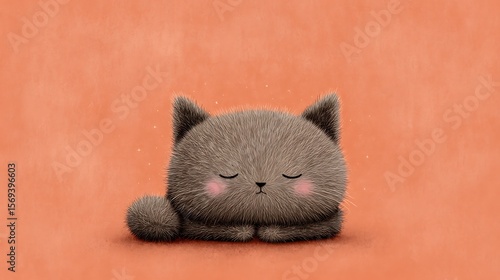 Cozy sleeping cat illustration