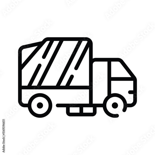Premium linear icon of global cargo truck delivery