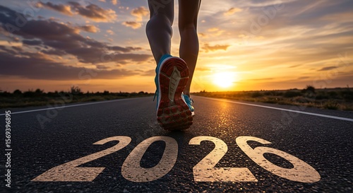 Wallpaper Mural Runner on the asphalt road at the start of the race, signs of safety and direction along the city street Torontodigital.ca