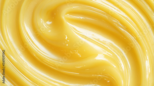 Yellow background highlighting the glossy, smooth texture of petroleum jelly