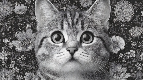 Floral cat illustration