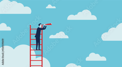 Blue sky vector illustration with cartoon clouds for a seamless cloudscape design