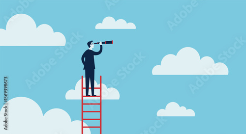 Blue sky vector illustration with cartoon clouds for a seamless cloudscape design
