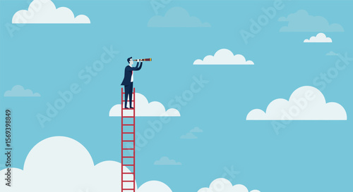 Blue sky vector illustration with cartoon clouds for a seamless cloudscape design