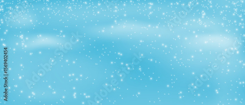 Snowfall on blue background, Christmas snowflakes bg overlay, Snowstorm blizzard vector illustration.