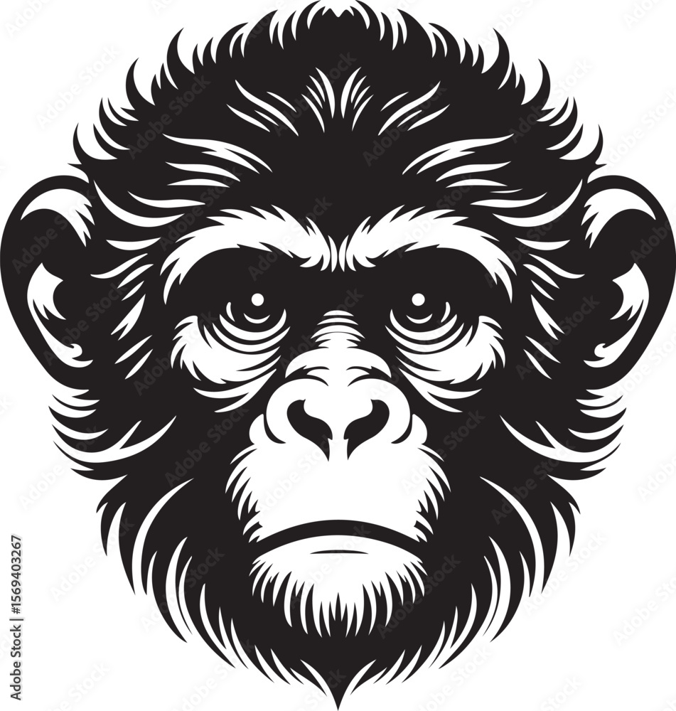 Fototapeta premium a silhouette monkey face with cap vector