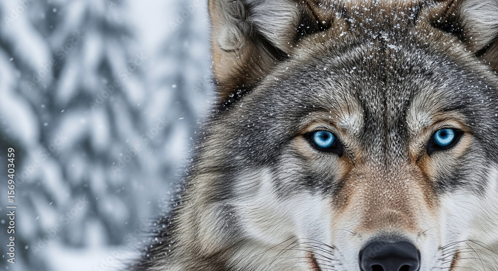 Naklejka premium Close up photo of a wolf