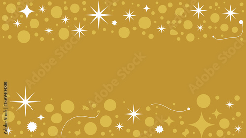 Golden background with white stars and dots arranged in a pattern on the top and bottom edges