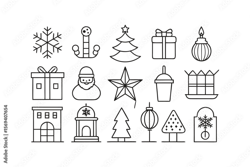 Fototapeta premium Christmas graphic design elements set for holiday projects