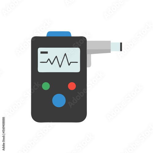 Digital breathalyzer device icon with small screen and mouthpiece for alcohol testing