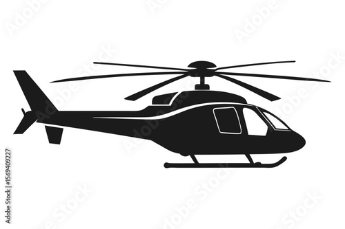 Silhouette icon represents a helicopter with rotors and landing gear visible on transparent background