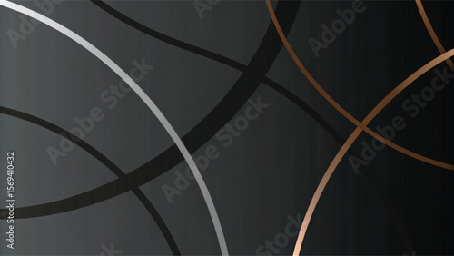 Abstract black and white background with flowing lines and circles creating a modern design