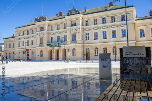 Transalpina Square in Gorizia, panoramic urban view between Italy and Slovenia