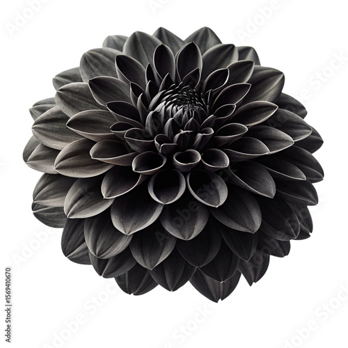 A Beautiful black dahlia flowers blossom in a image on white background