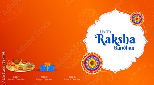 greeting card and template banner for sales promotion advertisement with decorative Rakhi for Raksha Bandhan, Indian festival for brother and sister bonding celebration