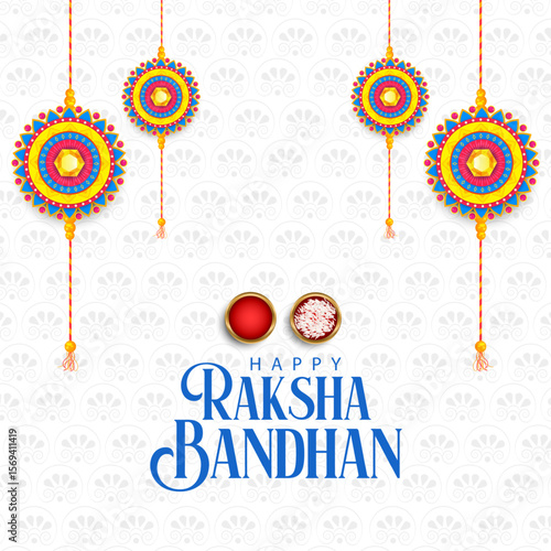 greeting card and template banner for sales promotion advertisement with decorative Rakhi for Raksha Bandhan, Indian festival for brother and sister bonding celebration