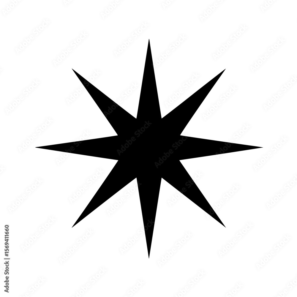 Black Eight Point Star Abstract Graphic Design Element
Black Eight Point Star Abstract Graphic Design Element
