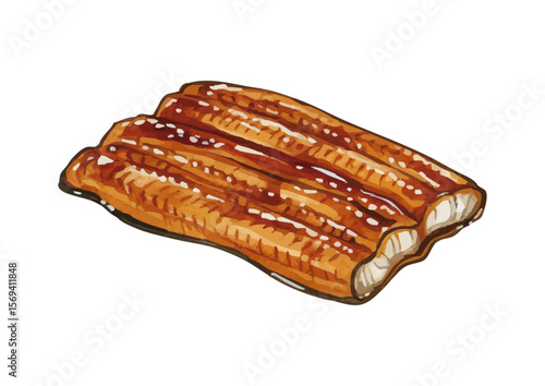 Vector watercolor illustration / 水彩テイストのうなぎ・丑の日イラスト