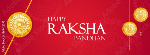 greeting card and template banner for sales promotion advertisement with decorative Rakhi for Raksha Bandhan, Indian festival for brother and sister bonding celebration